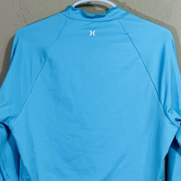 LoveShackFancy x Hurley Blue Rhinestone Heart Long Sleeve Rash Guard Top Size S - Picture 8 of 11